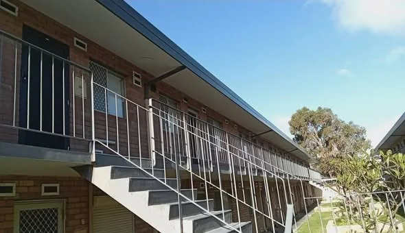 Stairwell elevation with replaced fascia and eaves