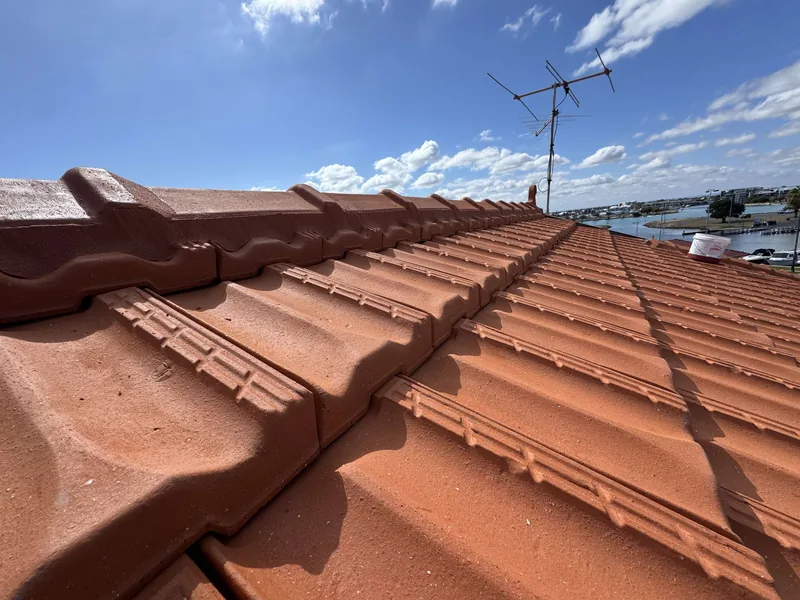 Restored terracotta roof overlooking the Mandurah estuary